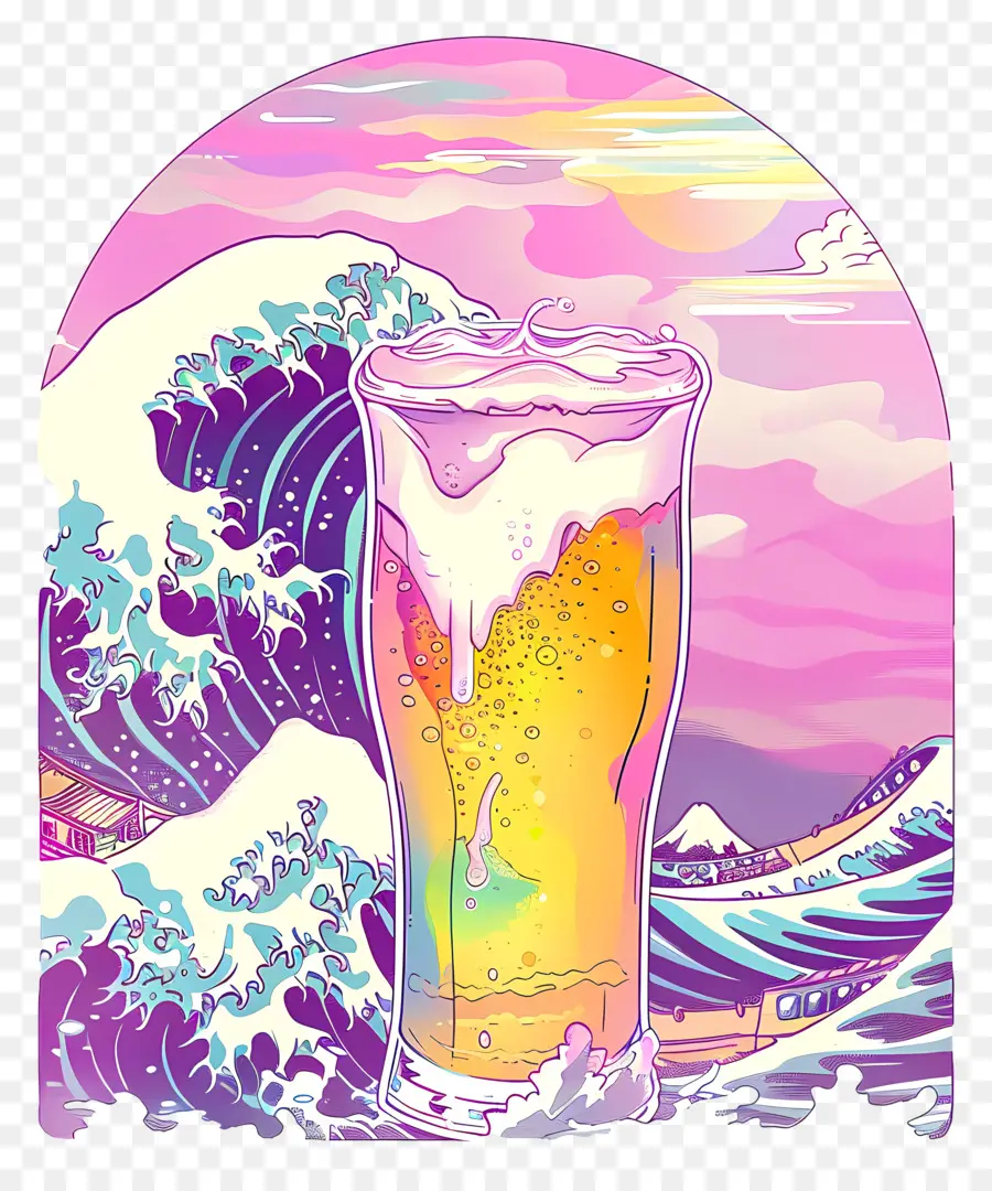 Cerveja De Ondas De Vapor，Vaporwave PNG