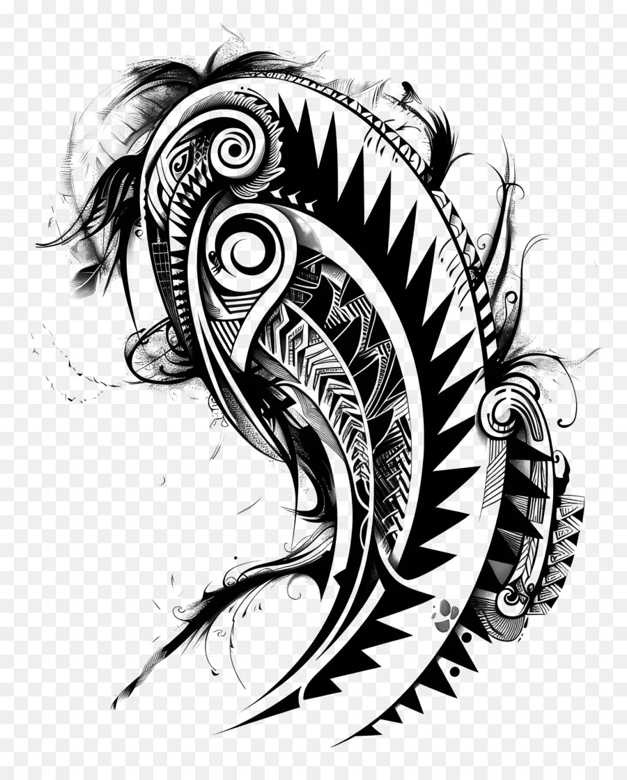 Polinésia Tatuagem，Criatura Em Preto E Branco PNG
