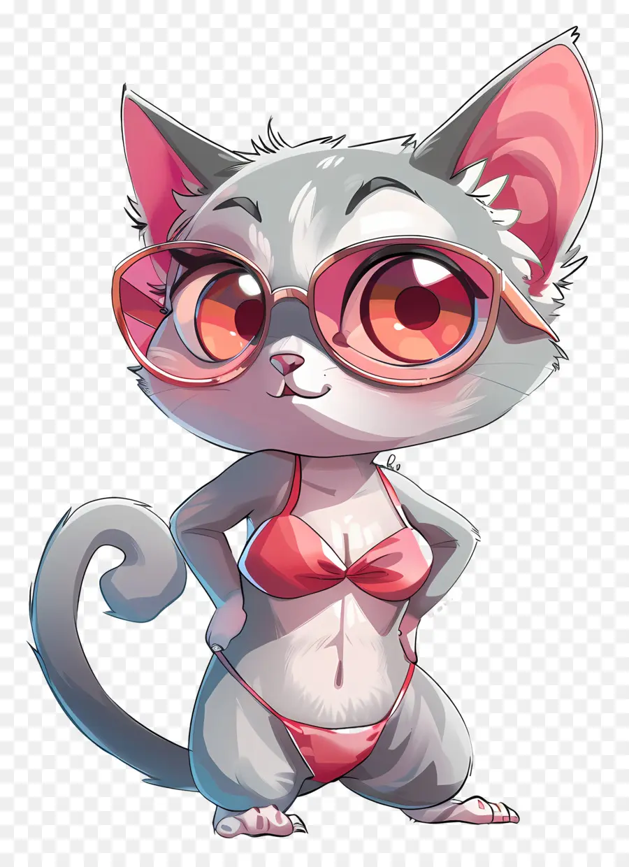 Verão，Gato De Desenho Animado PNG