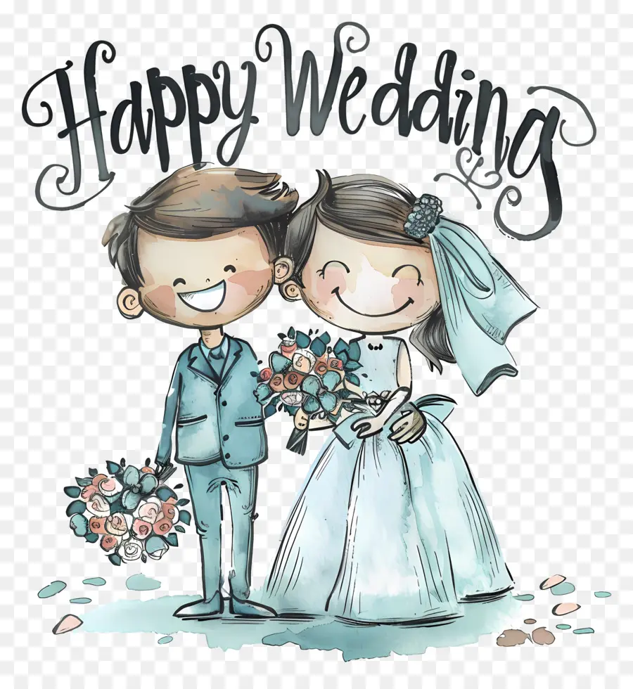 Casamento Feliz，Noiva E Do Noivo PNG