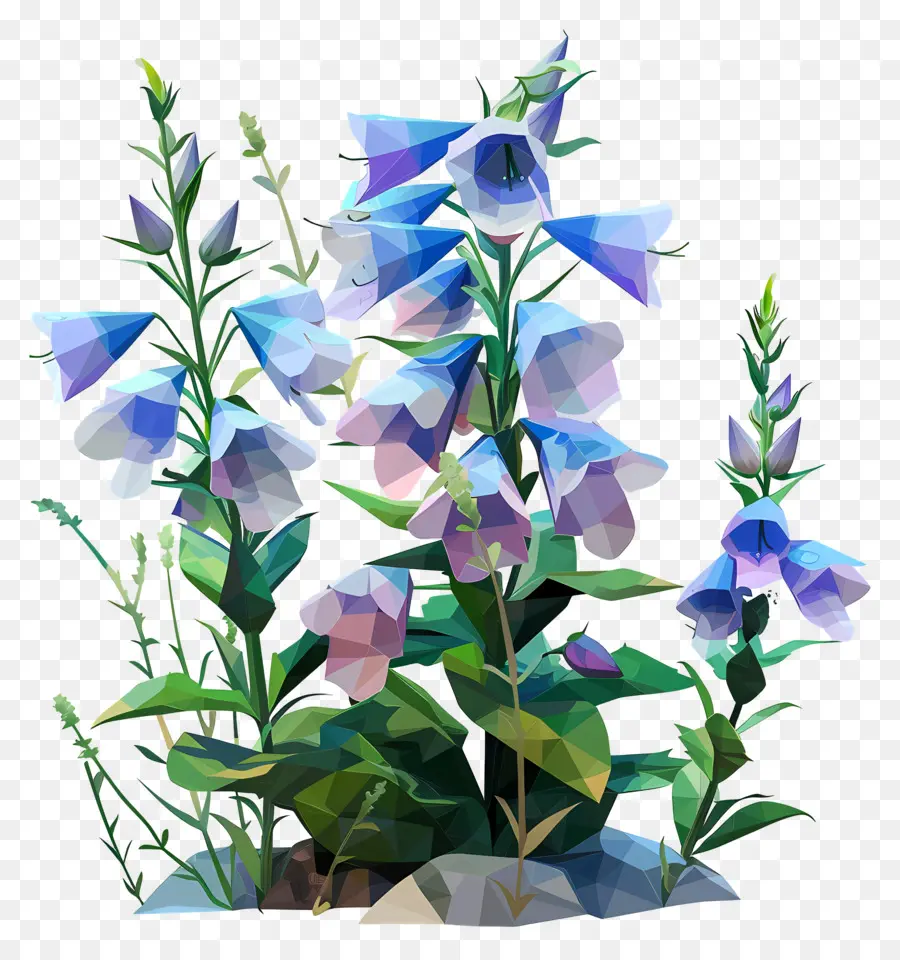 Arte De Flores Digital，Azul Com Flores Silvestres PNG