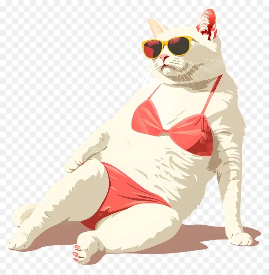 Verão，Gato De Biquíni PNG