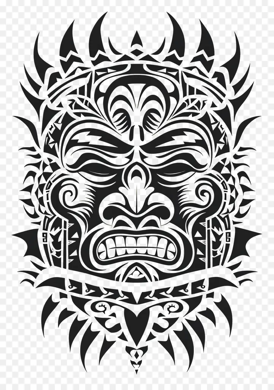Polinésia Tatuagem，Máscara Tribal PNG