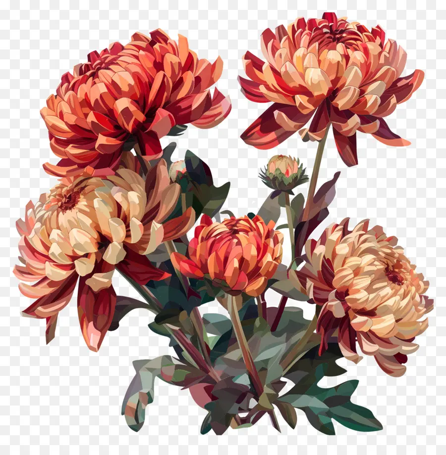 Digital Flor，Dahlia Bouquet PNG