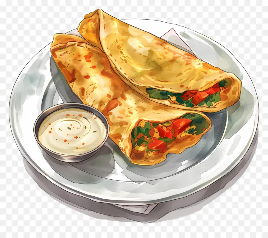 Dosa Indiana，Crepes Recheados PNG