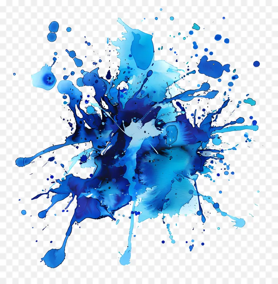 Azul Aquarela Inicial，Respingos De Tinta PNG