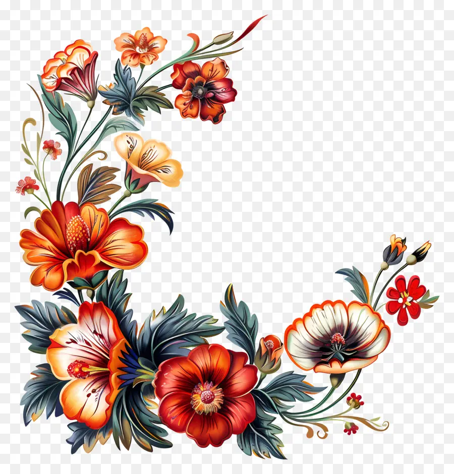 Decoração De Flores，Vintage Quadro PNG