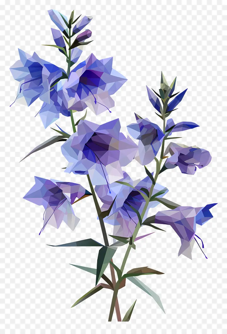 Arte De Flores Digital，Flores De Sino Azul PNG