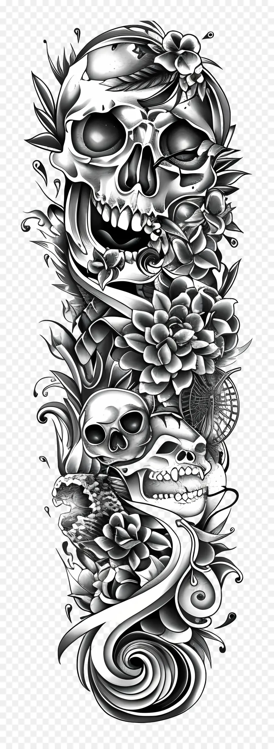 Sleeve Tatuagem，Desenho De Tatuagem De Caveira PNG