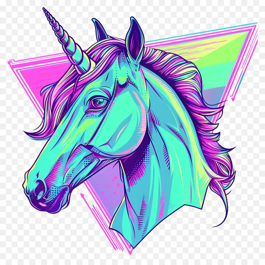 Unicórnio Vaporwave，Unicórnio Colorido PNG