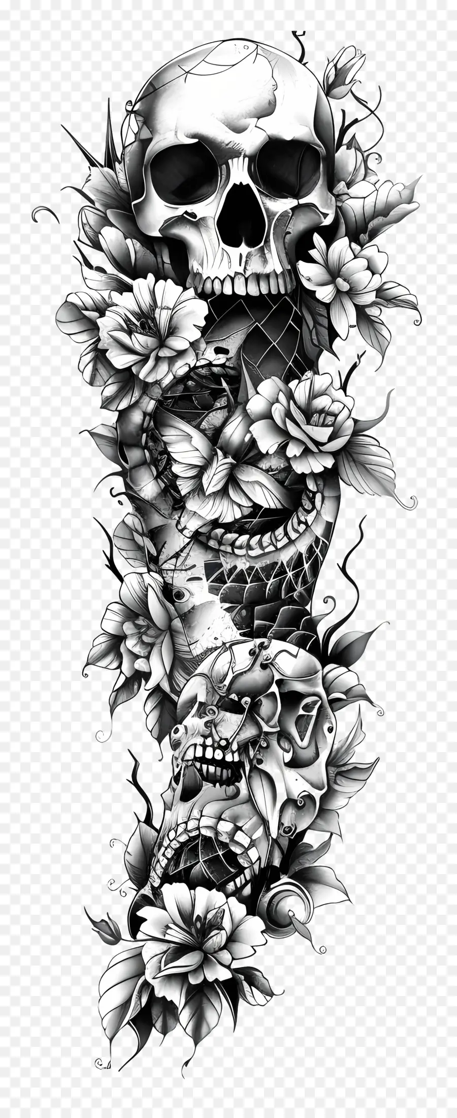 Sleeve Tatuagem，Crânio PNG