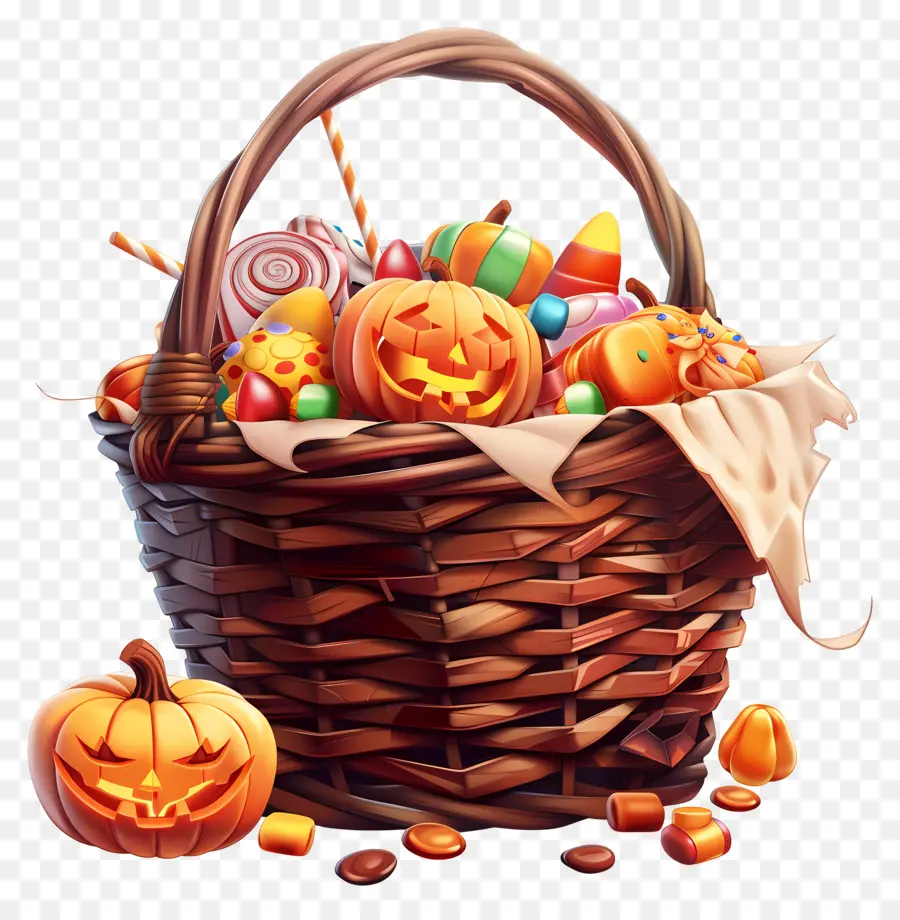 Cesta De Halloween，Cesta De Doces PNG