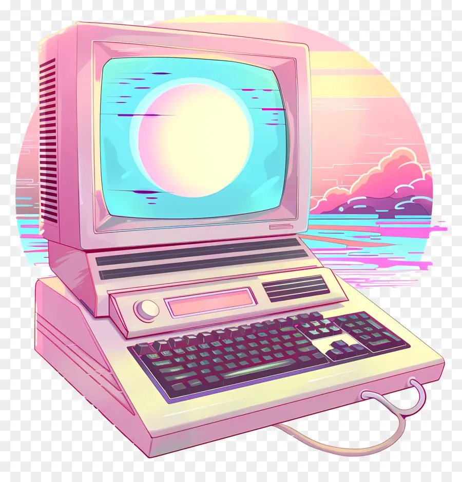 Computador Vaporwave，Computador Retrô PNG