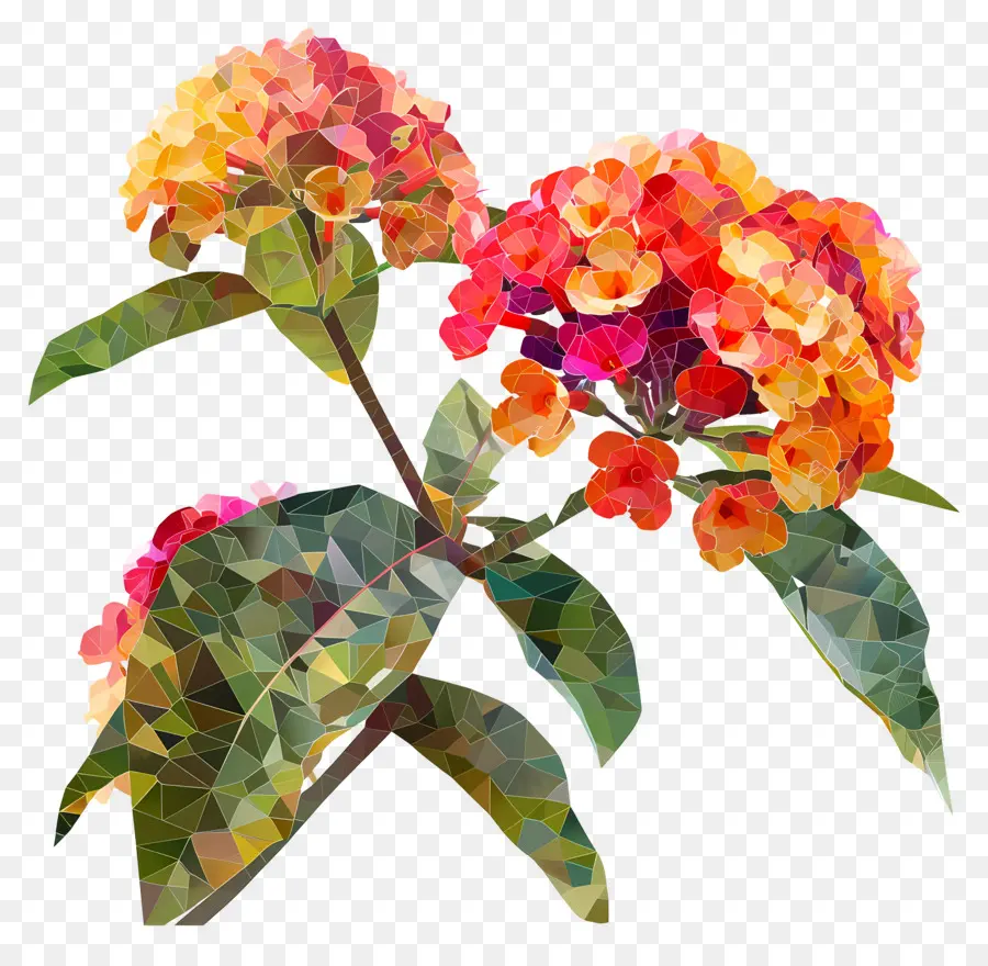 Arte De Flores Digital，Flores Lowpoly PNG