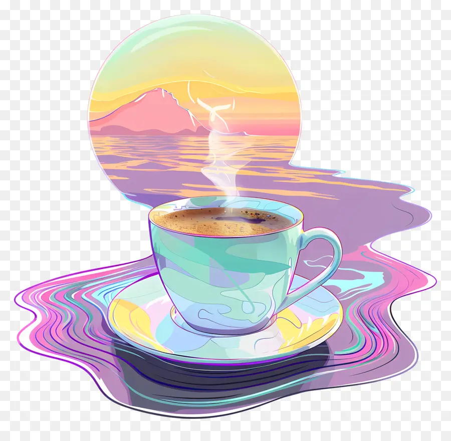 Café De Onda De Vapor，Vaporwave PNG