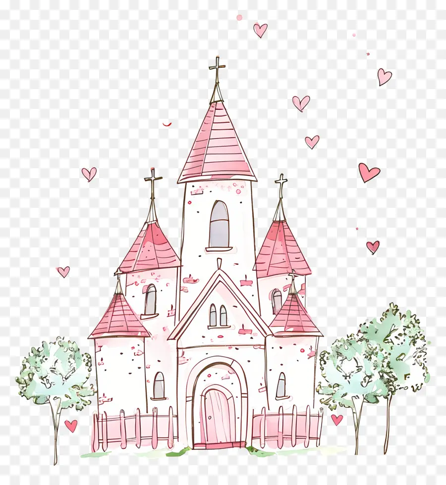 Casamento Feliz，Igreja Rosa PNG