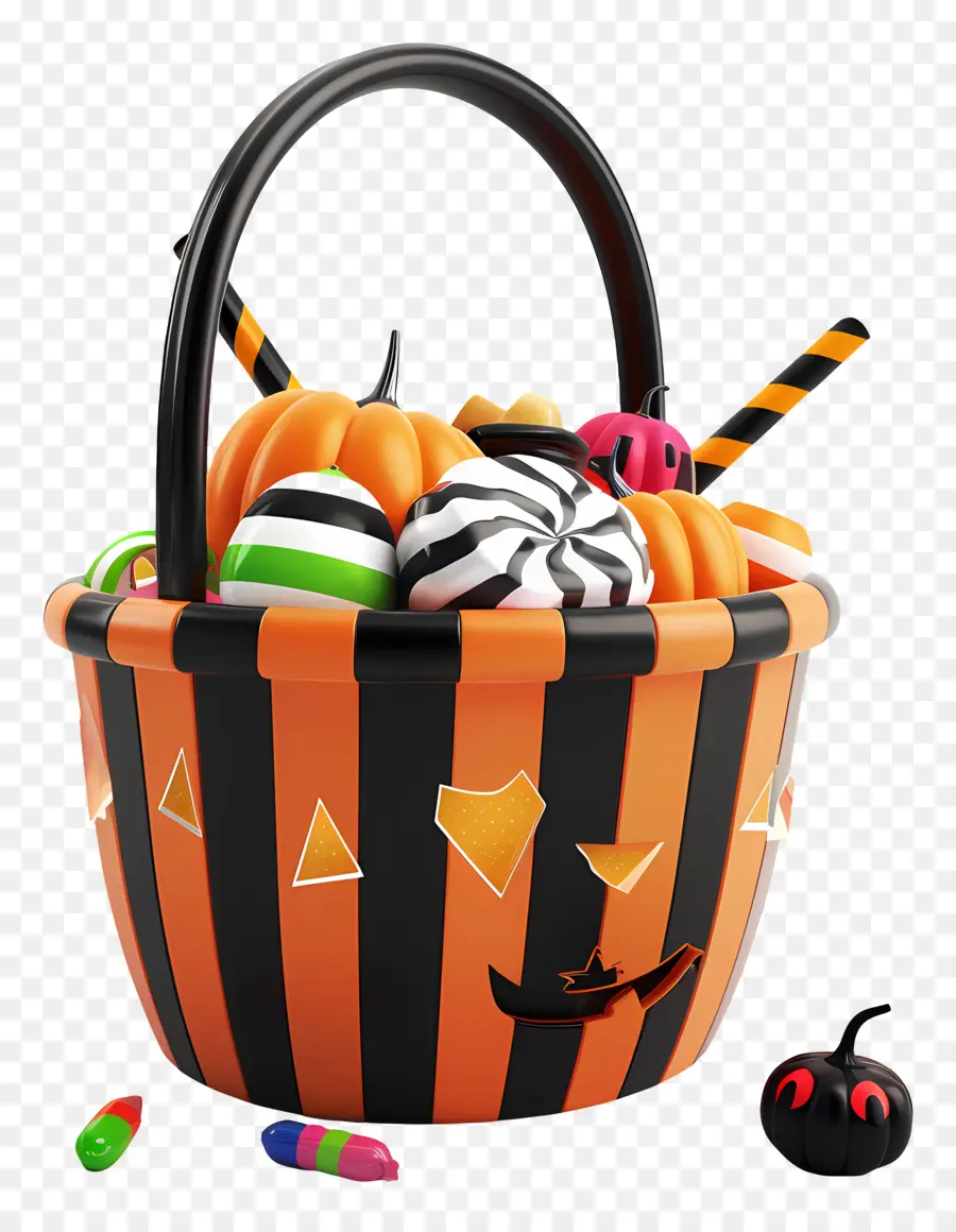 Cesta De Halloween，Cesta De Doces De Halloween PNG