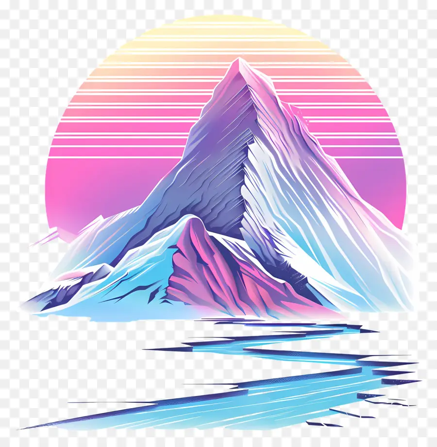 Vaporwave Mountain，Vaporwave PNG