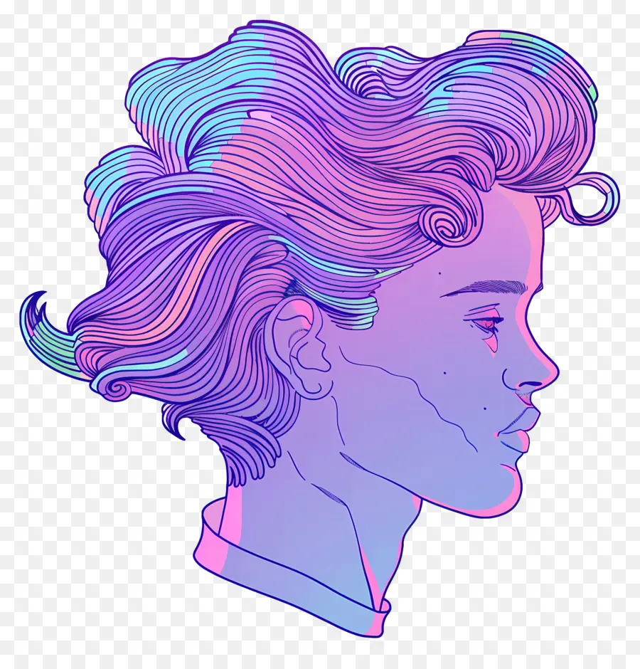 Cabelo De Ondas De Vapor，Garota De Vaporwave PNG