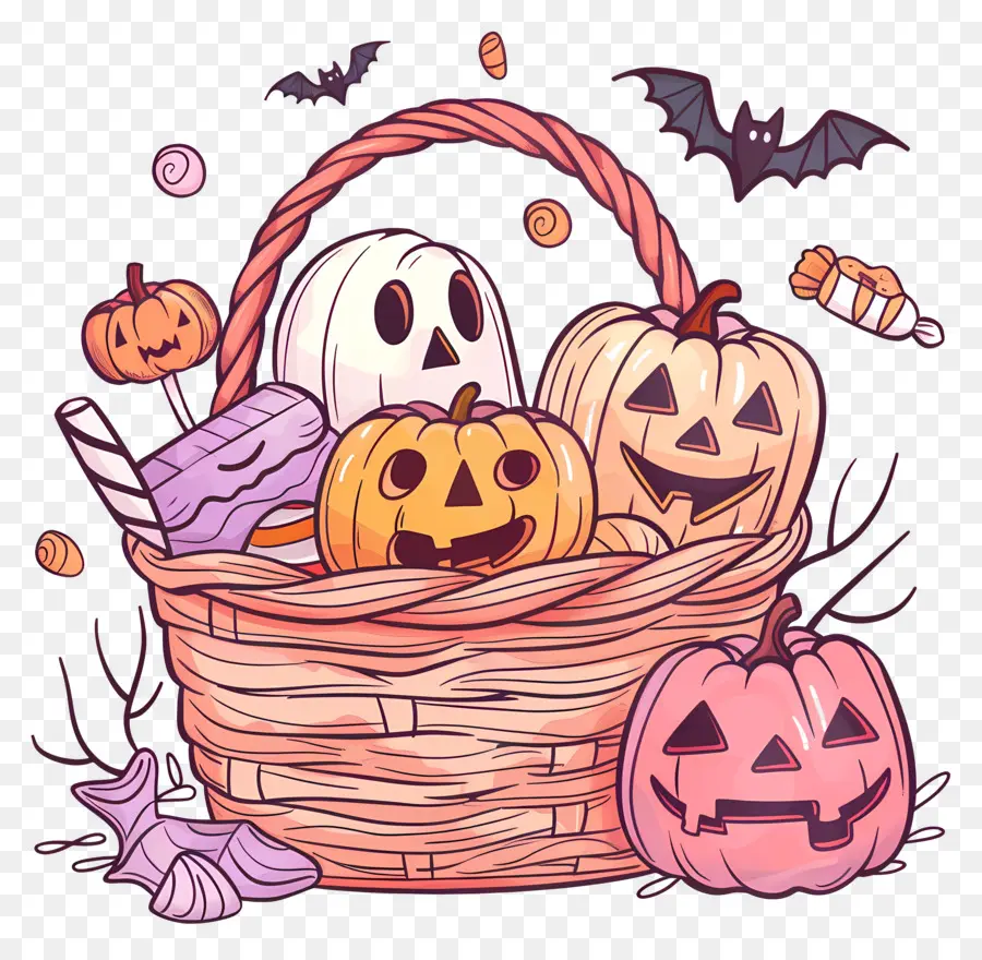 Cesta De Halloween，Cesta De Doces PNG