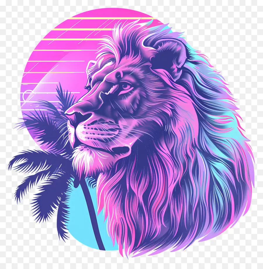 Vaporwave Lion，Vaporwave PNG