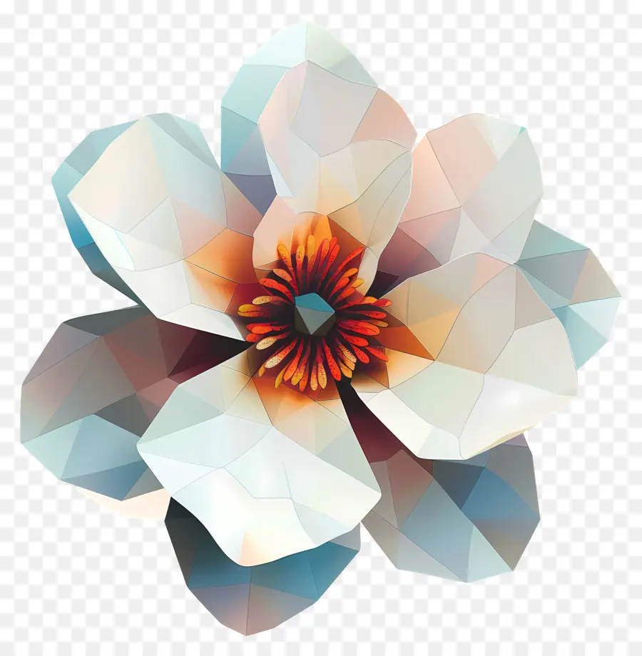 Digital Flor，Baixa Flor De Poli PNG