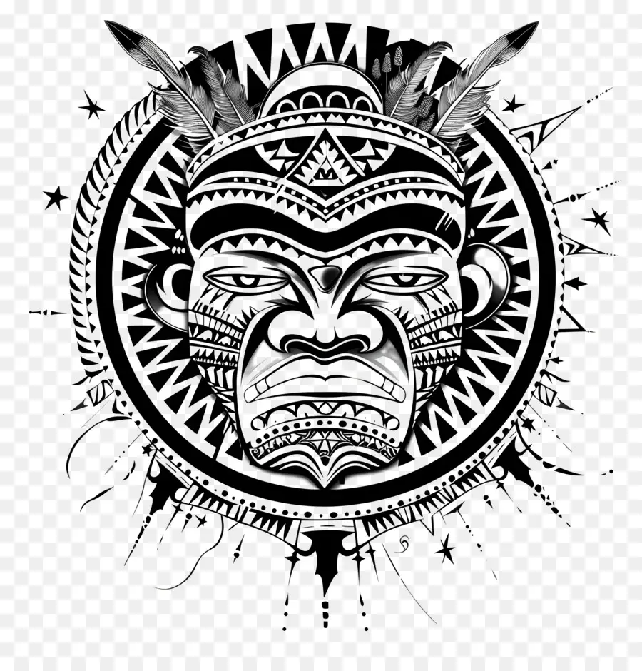 Tatuagem Polinésia，Máscara Tribal PNG