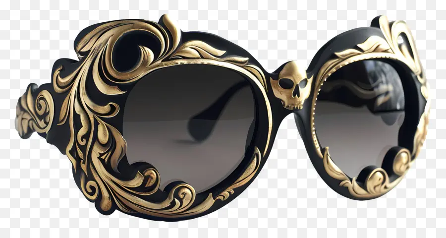 Design De óculos De Sol，óculos De Sol Pretos E Dourados PNG