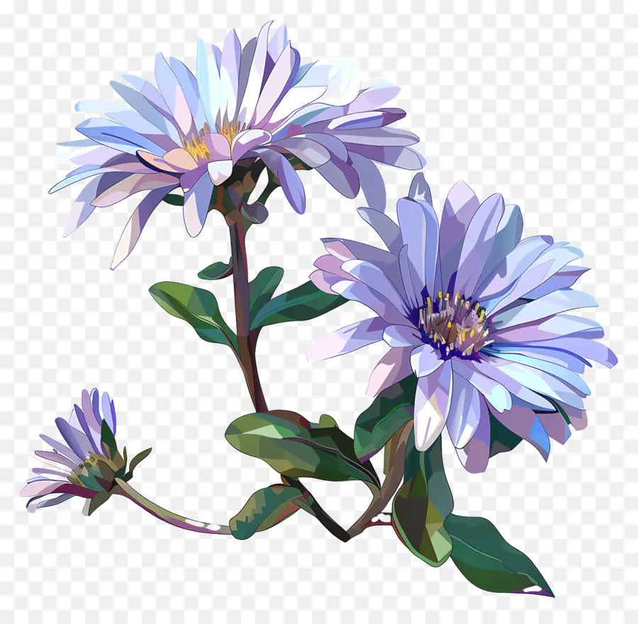 Digital Flor，Flores Azuis PNG