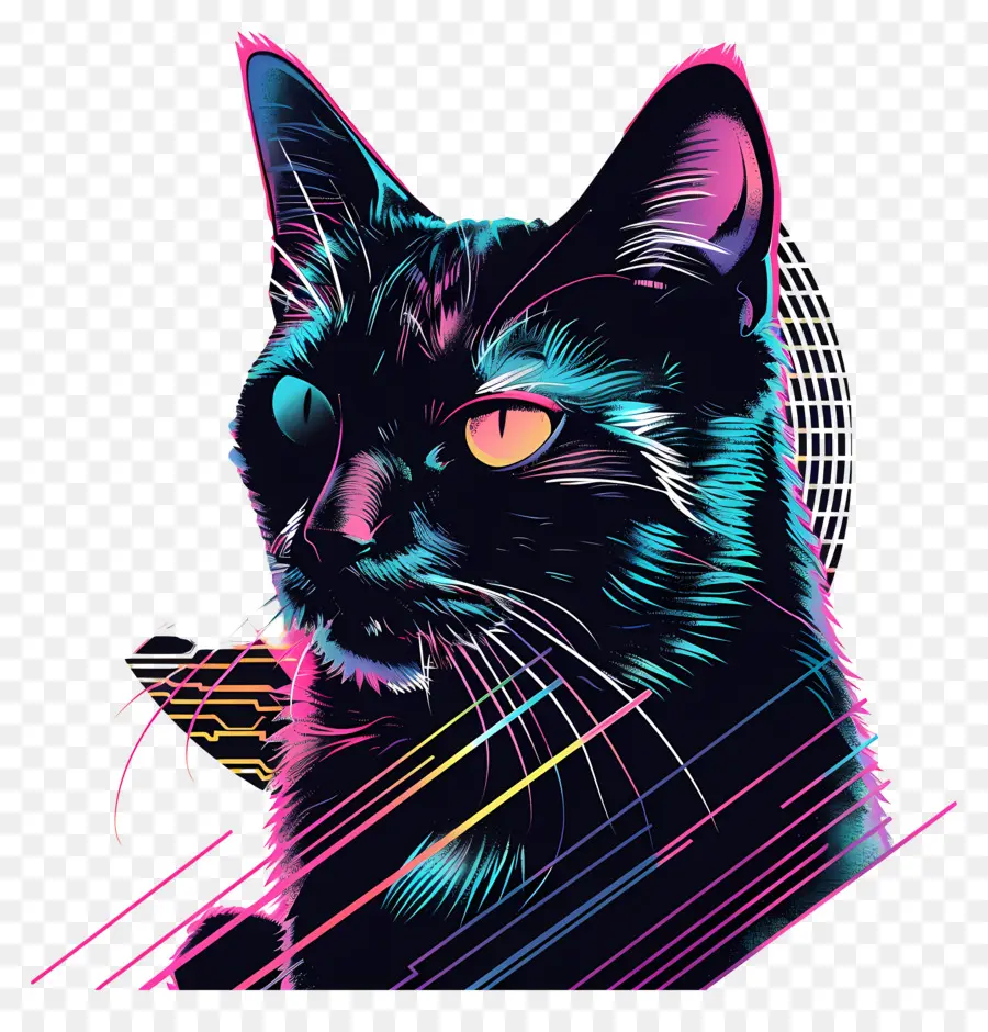 Vaporwave Cat，Vaporwave PNG