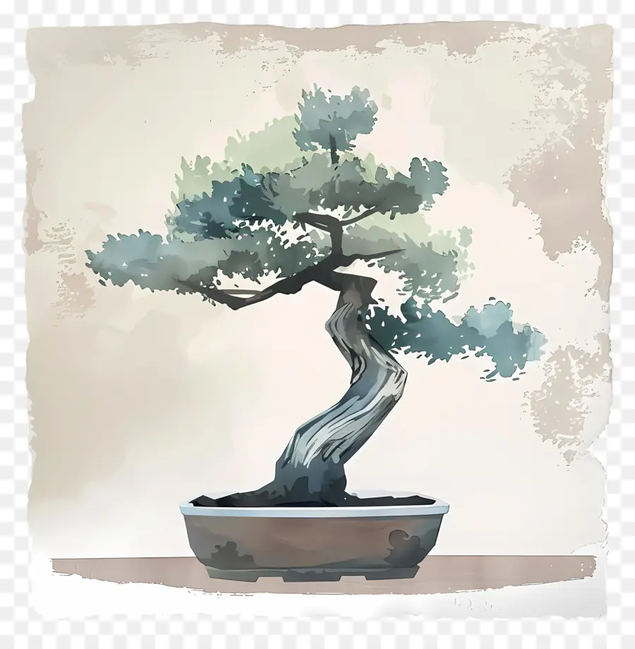 Uma árvore Bonsai，Pintura Em Aquarela PNG