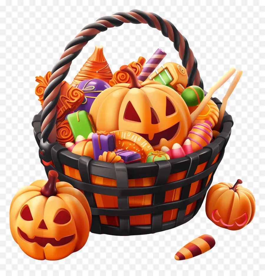 Cesta De Halloween，Cesta De Doces PNG