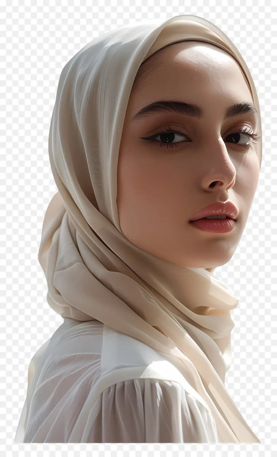Garota Do Hijab De Verdade，Hijab Branco PNG