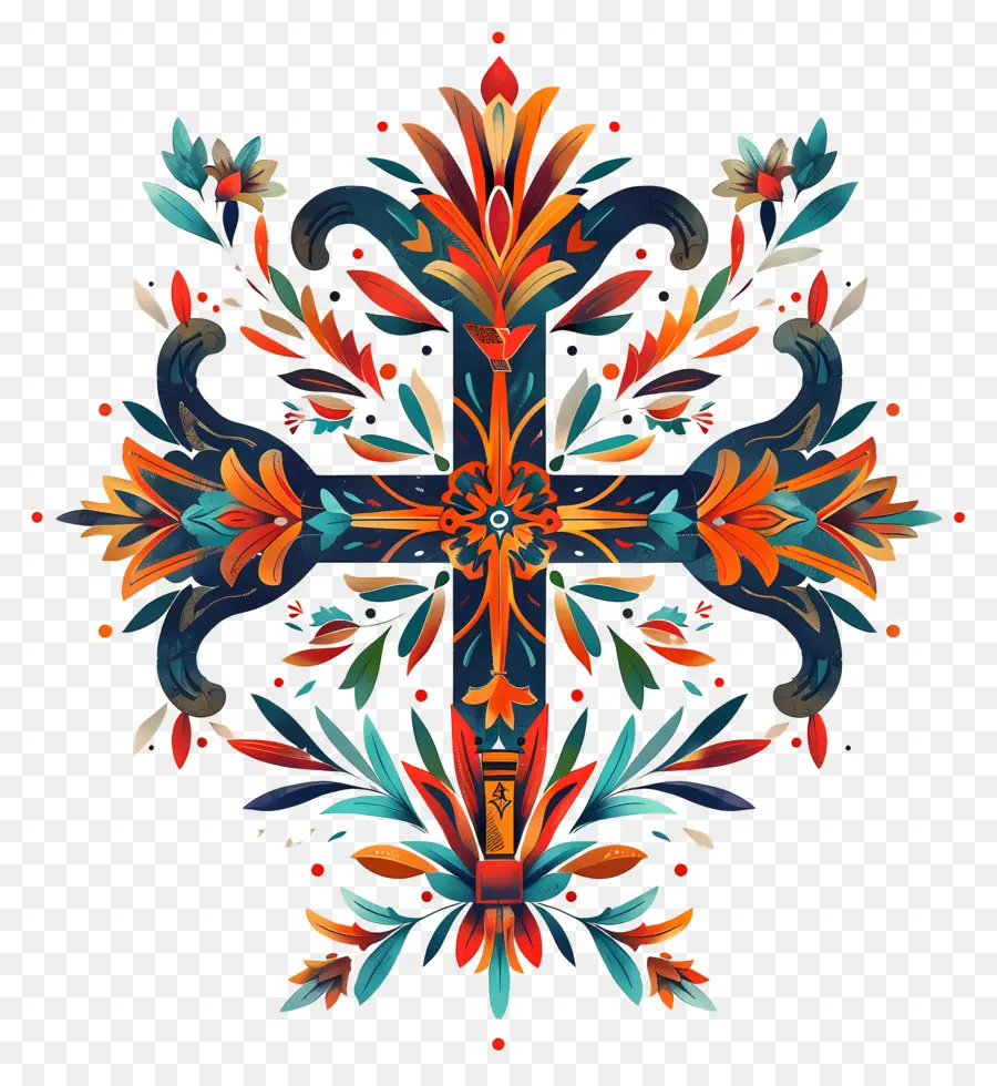 Cruz Cristã，Floral Padrão PNG