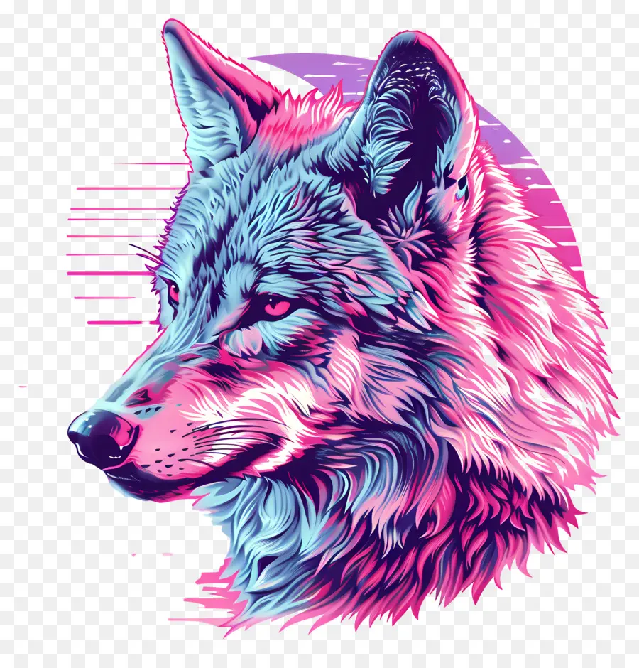 Vaporwave Wolf，Vaporwave PNG