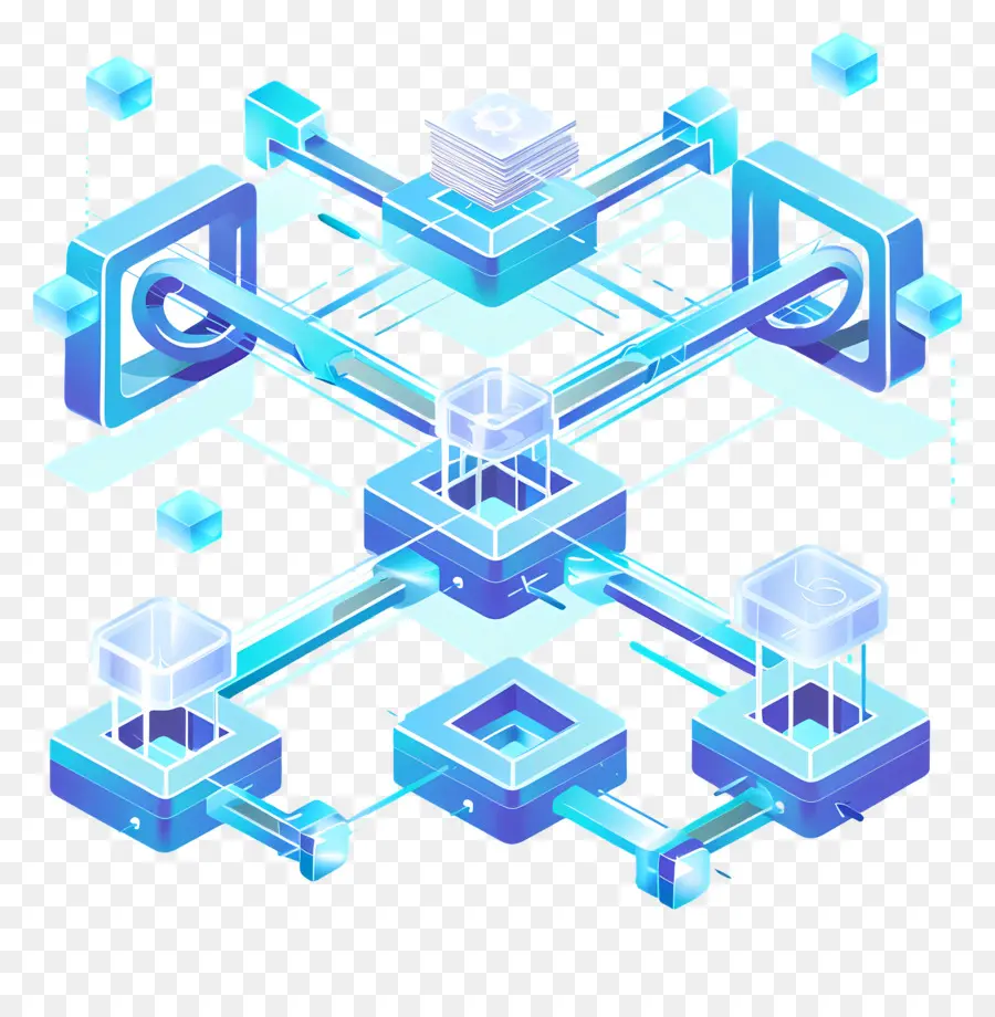 Blockchain，Azul Cubos PNG