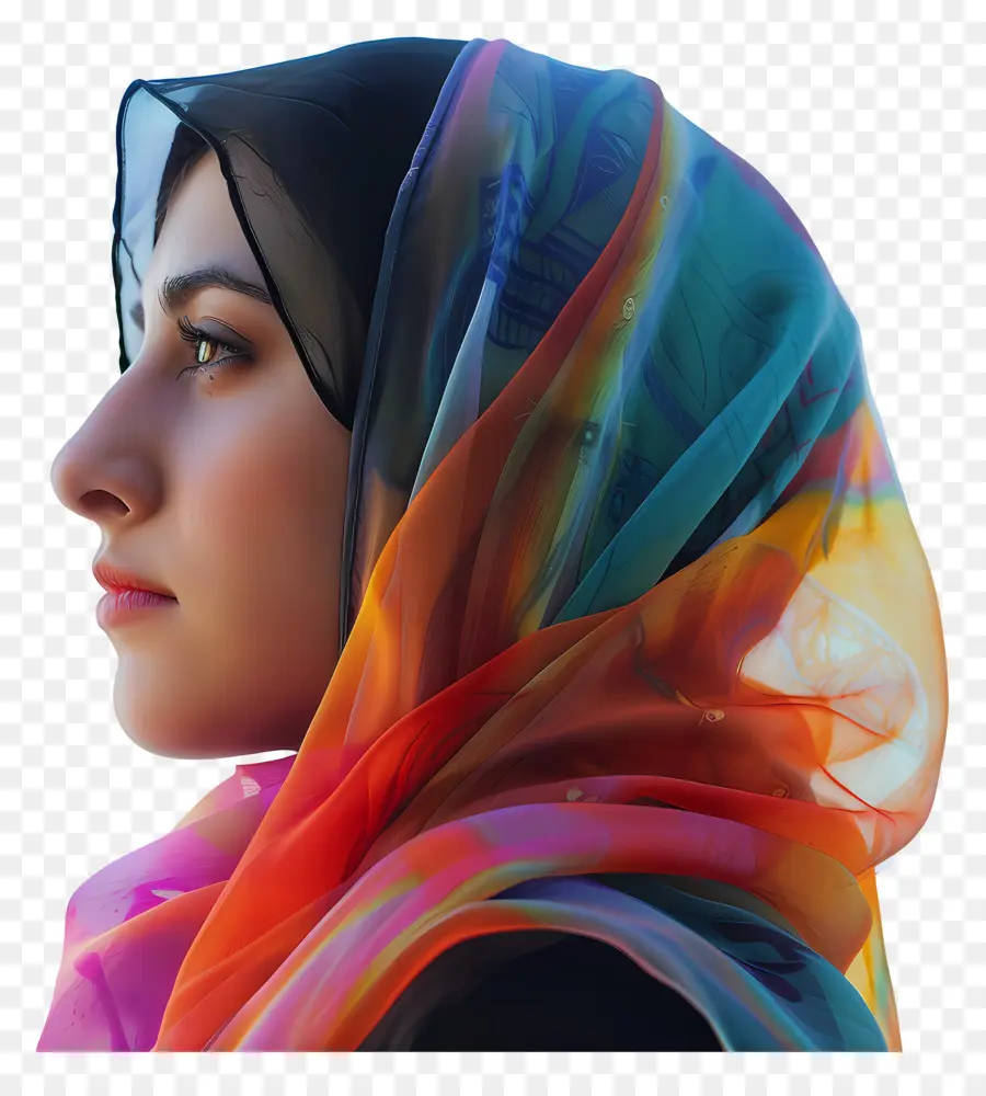 Garota Do Hijab De Verdade，Lenço Colorido PNG