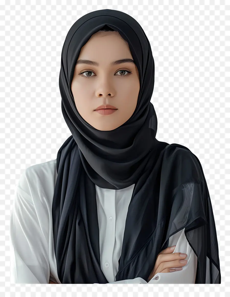 Garota Do Hijab De Verdade，Lenço Na Cabeça Preta PNG