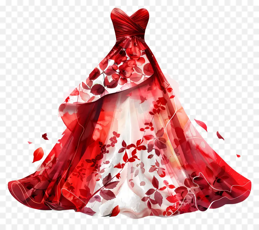 O Vestido De Noiva Vermelho，Vestido Vermelho E Branco PNG