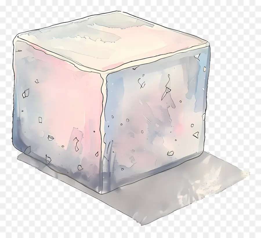 Cubo De Gelo，Pintura Em Aquarela PNG