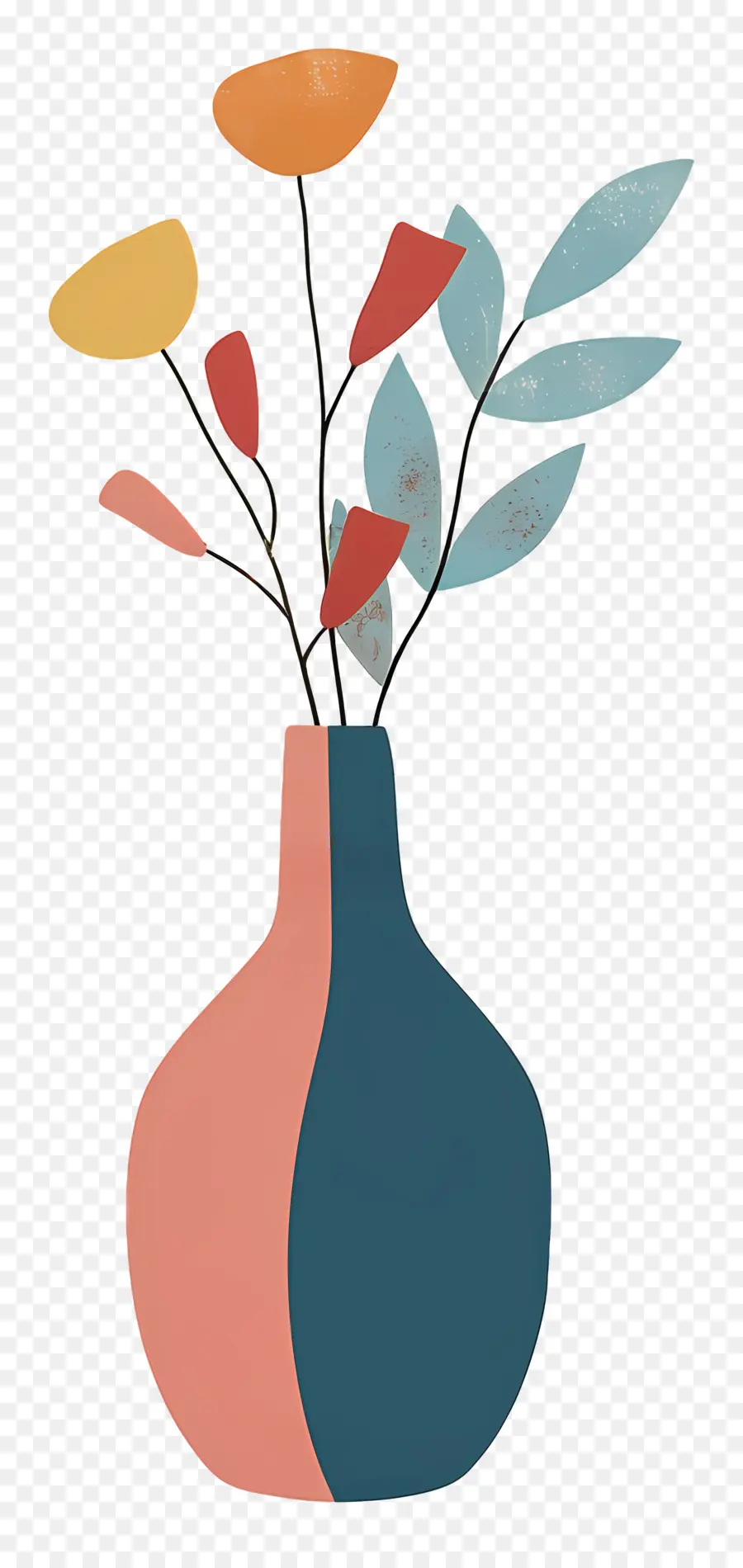 O Vaso De Flor，Flores Coloridas PNG