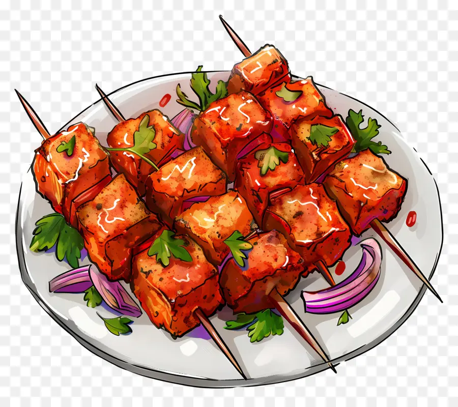 Paneer Tikka，Comida Indiana PNG