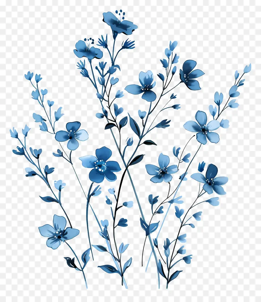 Flores Azuis，Pintura PNG