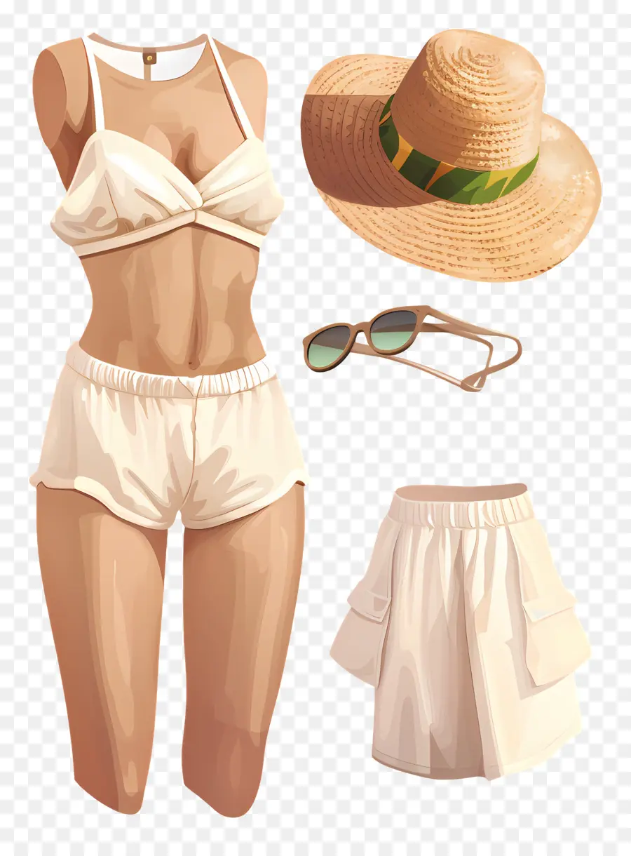 Roupa De Verão，Maiô Branco PNG