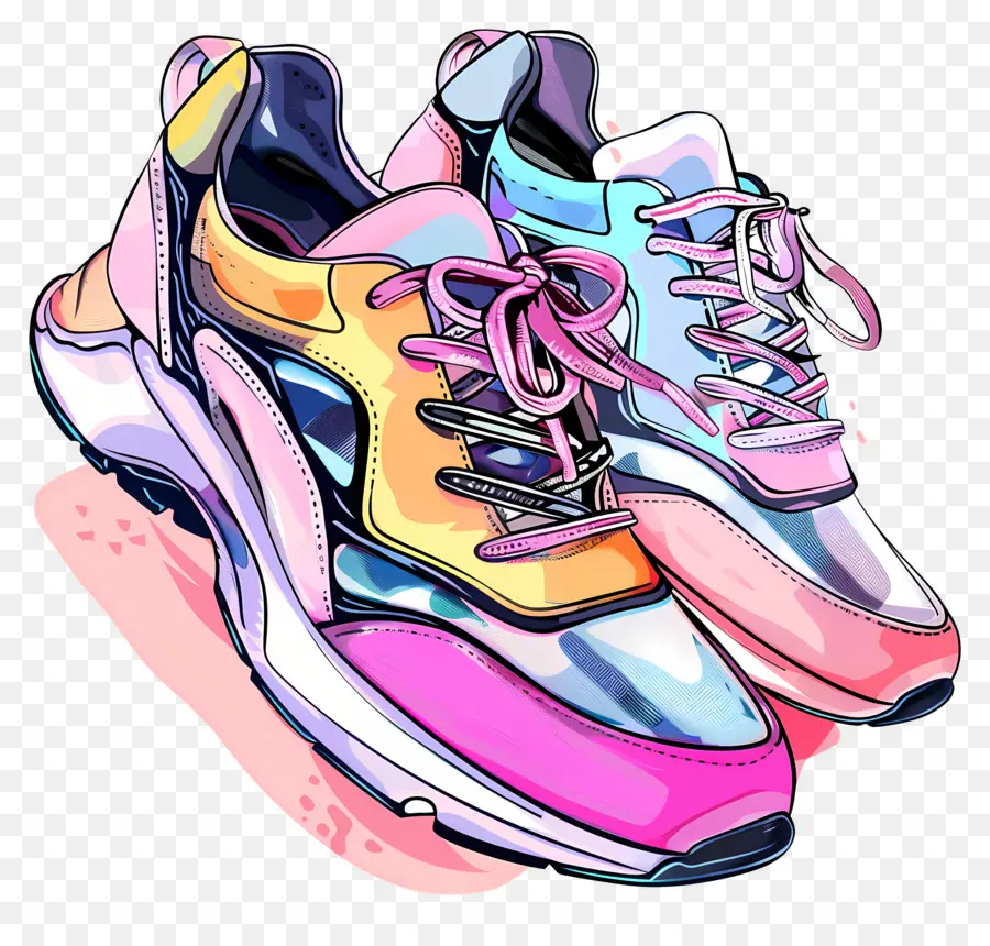 Sneakers，Desenho De Lápis Colorido PNG