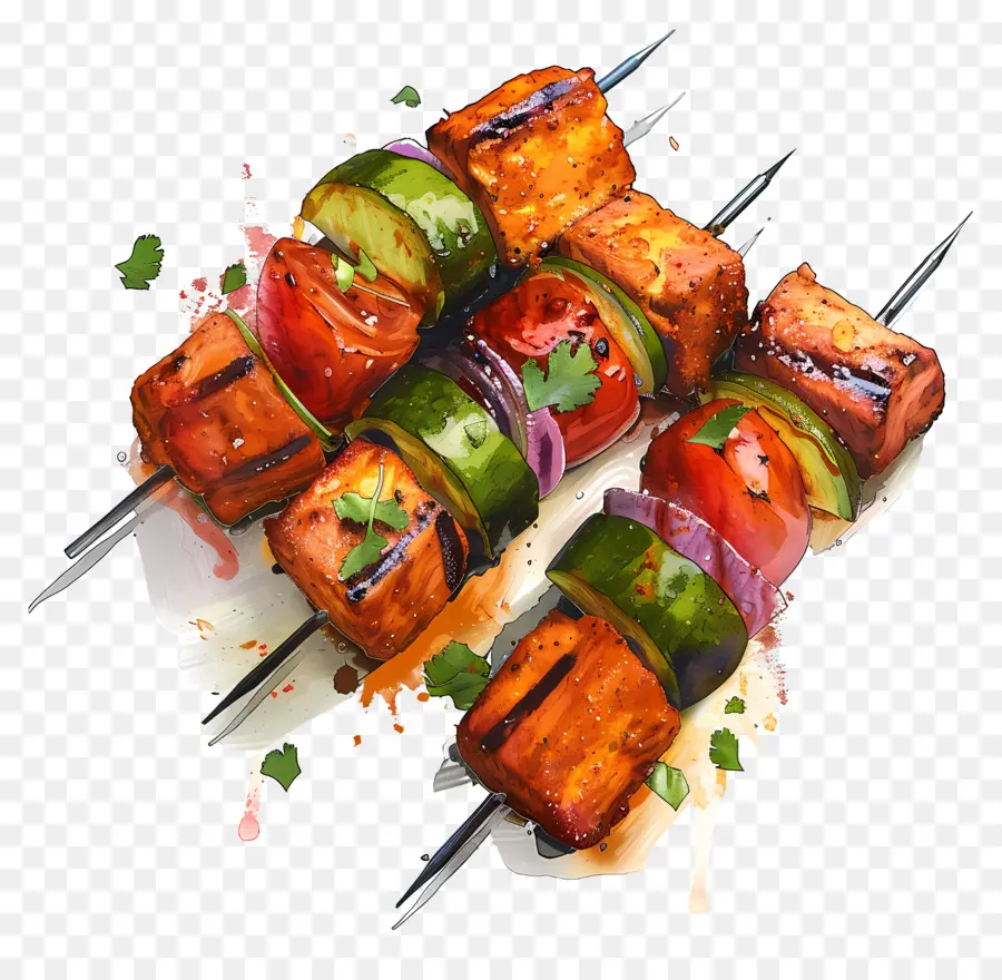 Paneer Tikka，Comida Indiana PNG