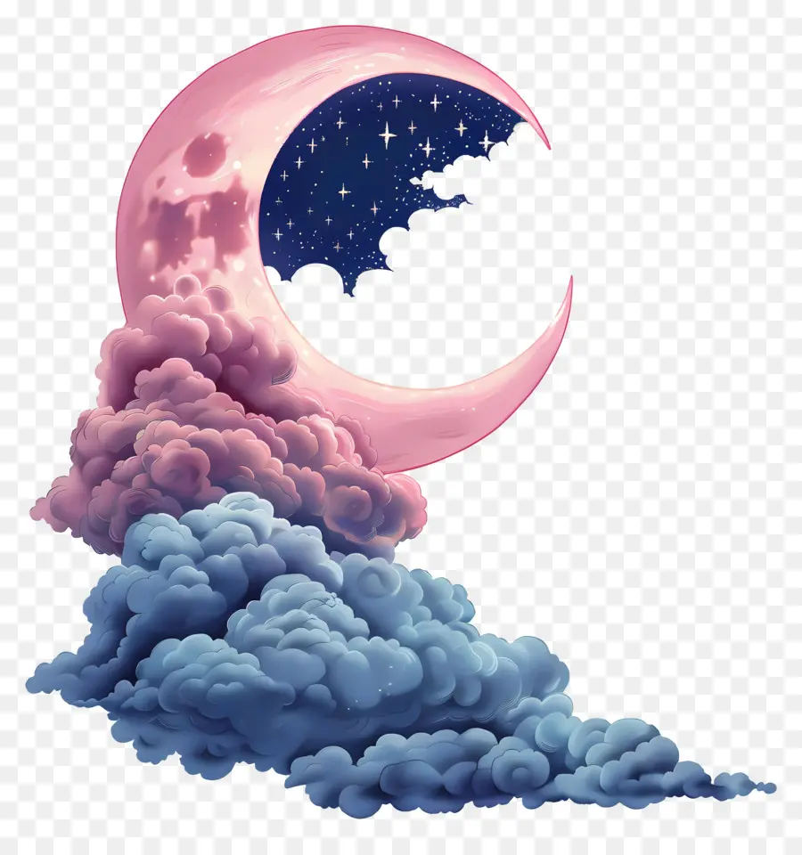 Noite Nublada，Lua Crescente PNG