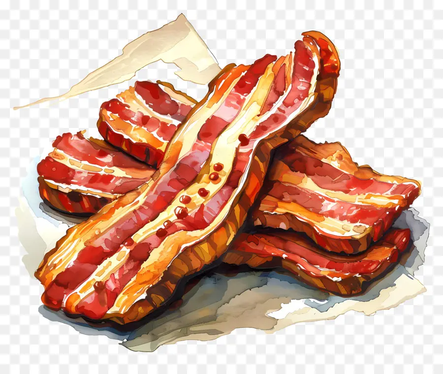 Bacon，Ilustração Em Aquarela PNG