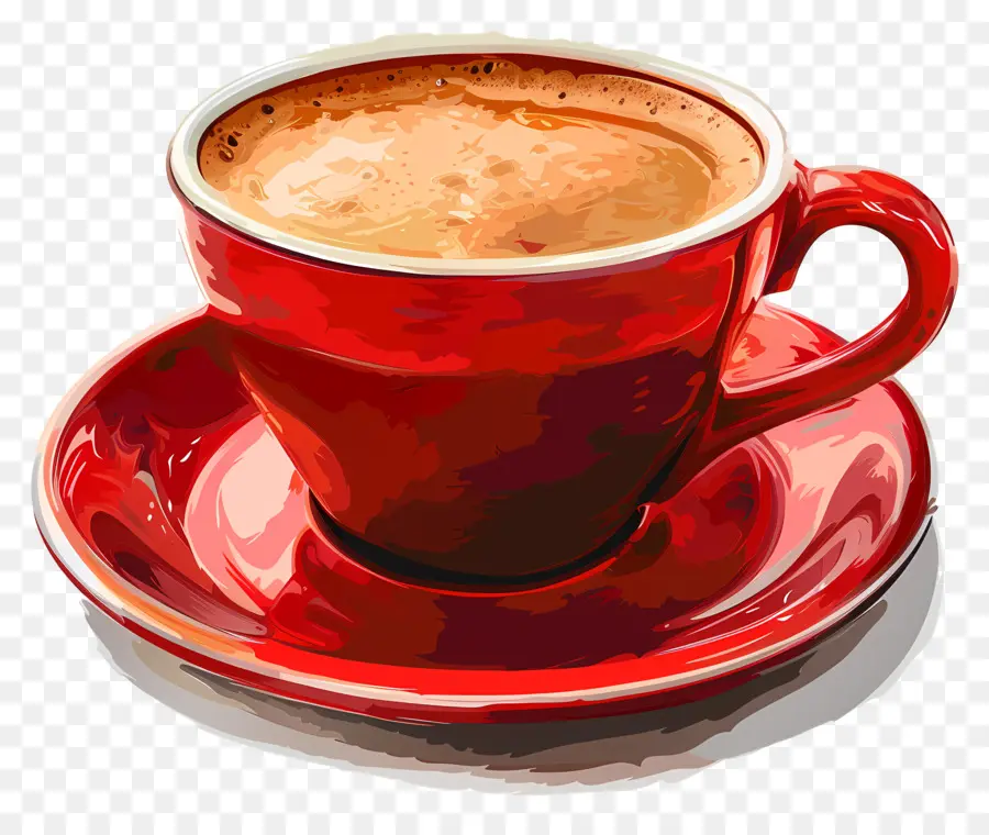 Xícara De Café，Copo Vermelho PNG