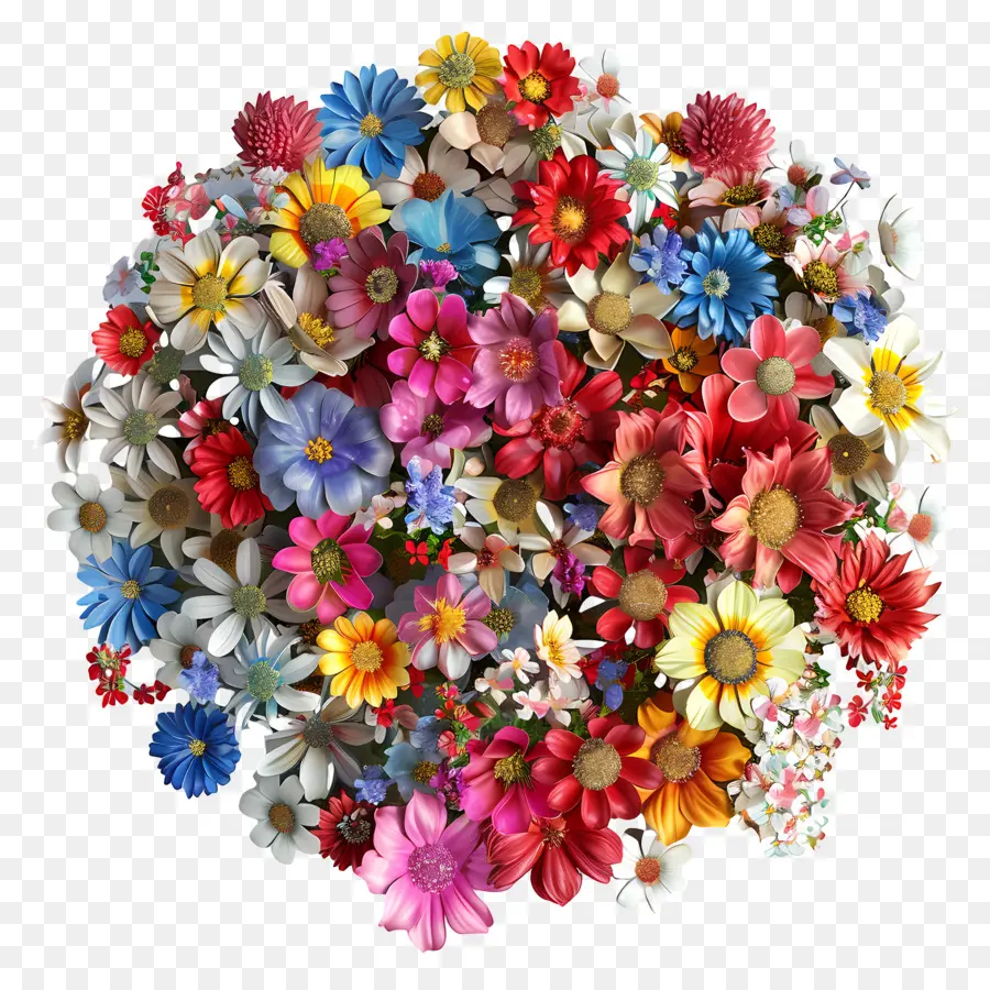Pilha De Flores，Flores Coloridas PNG